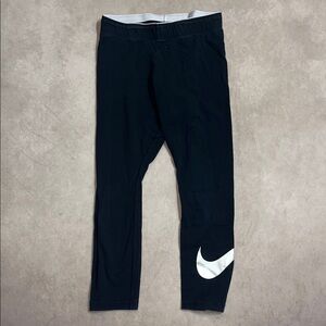Nike Cotton Blend Leggings Black With White Swoosh